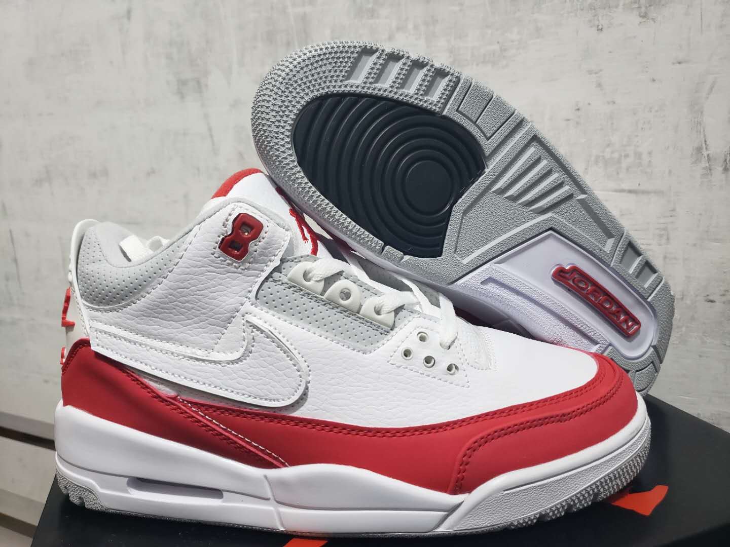 Air Jordan 3 Tinker Air Max 1 White Red Shoes - Click Image to Close